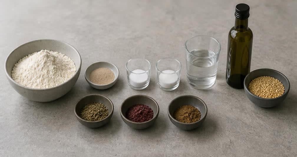 Libanesische Manakish mit Za'atar und geröstetem Sesam – Zutaten