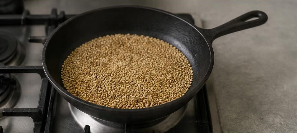 Libanesische Manakish mit Za'atar und geröstetem Sesam – Zubereitung Schritt für Schritt – Sesam rösten