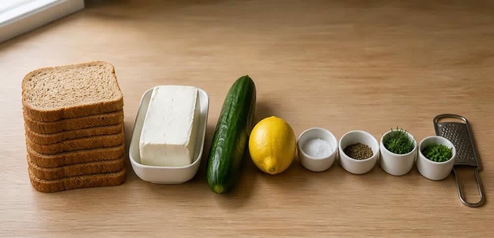 Klassisches britisches Gurken-Sandwich mit Zitronen-Frischkäse – Zutaten