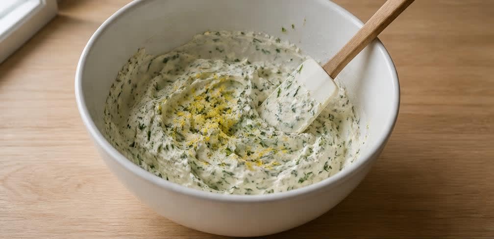 Klassisches britisches Gurken-Sandwich mit Zitronen-Frischkäse – Zubereitung Schritt für Schritt – Frischkäse-Creme herstellen