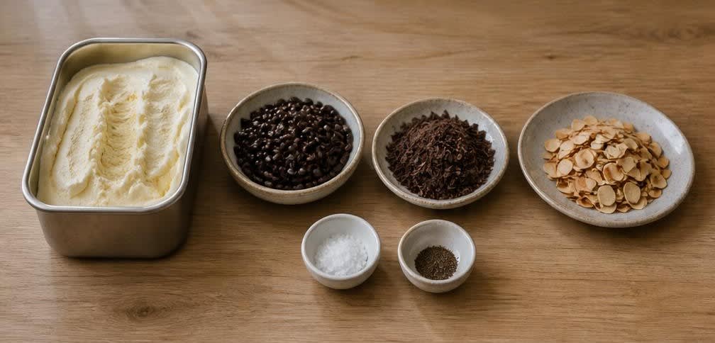 Klassischer Affogato al Caffè mit wasserentkoffeiniertem Espresso – Zutaten bereitstellen