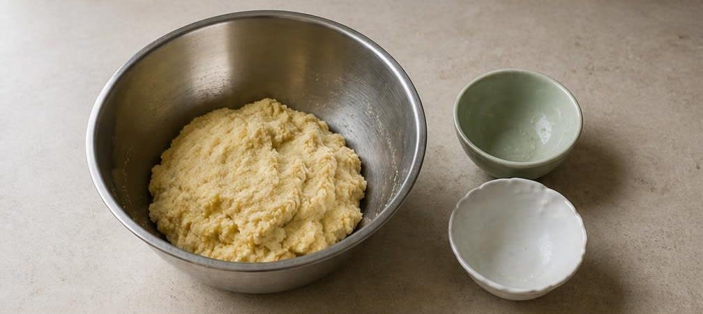 Ägyptische Basbousa mit Joghurt und Kokos – Zubereitung Schritt für Schritt – Basbousa-Teig herstellen und ruhen lassen