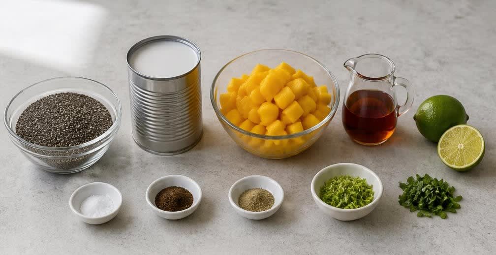 Chia-Pudding mit Mango und Kokosmilch – Zutaten