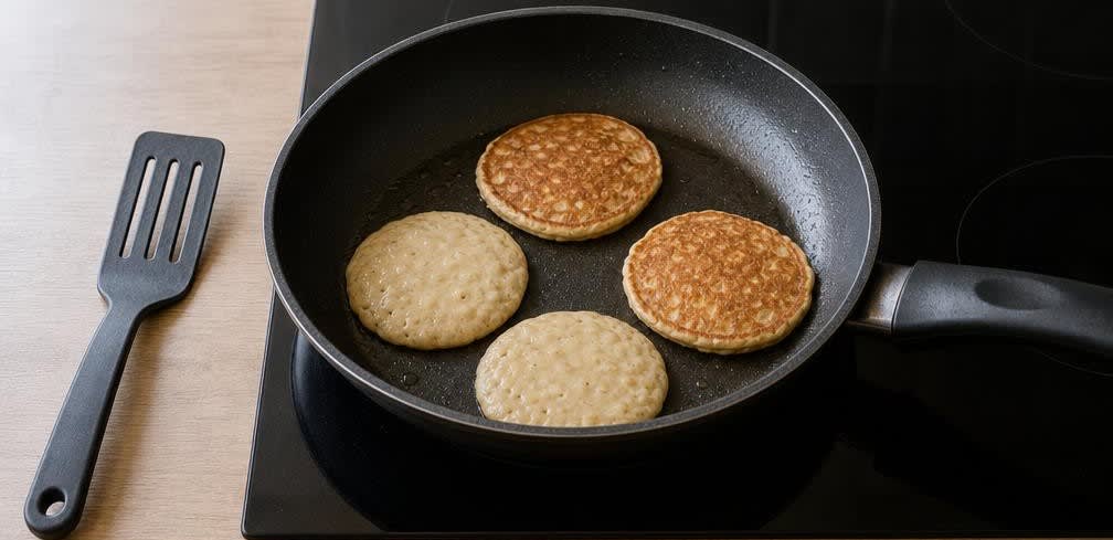 Bananen-Pancakes mit Haferflocken – Zubereitung Schritt für Schritt – Pancakes ausbacken
