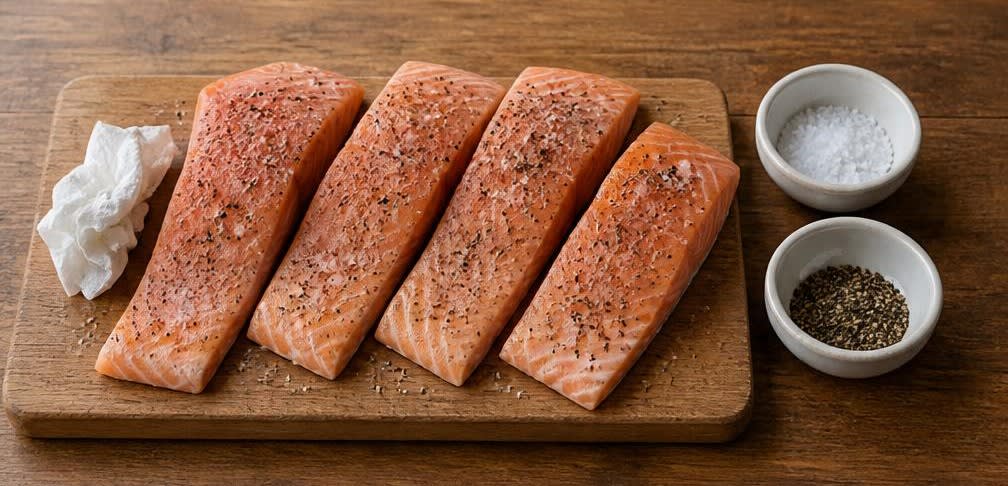 Gegrillter Lachs mit Spargel und Zitrone – Zubereitung Schritt für Schritt – Lachs würzen