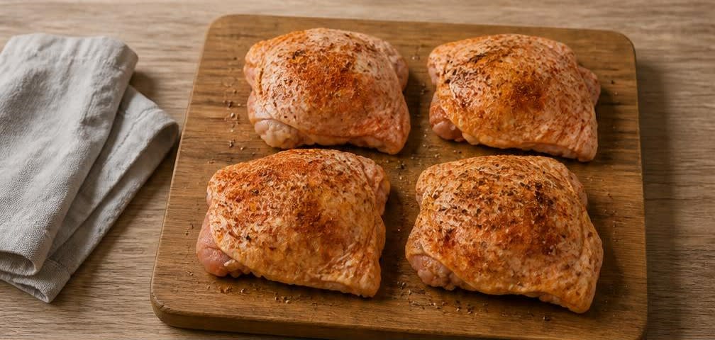 Britisches Ofenhähnchen mit Kürbis und Kartoffeln vom Blech – Zubereitung Schritt für Schritt – Hähnchen vorbereiten