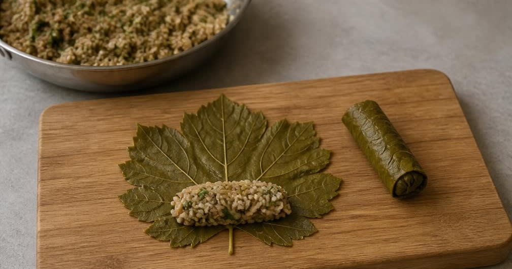 Türkische Dolma mit unpoliertem Vollkornreis – Zubereitung Schritt für Schritt – Dolma wickeln