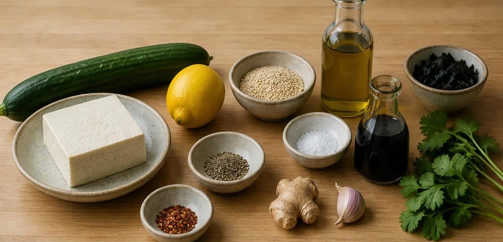 Tofu-Salat mit Sesam, Zitrone und Wakame – Zutaten