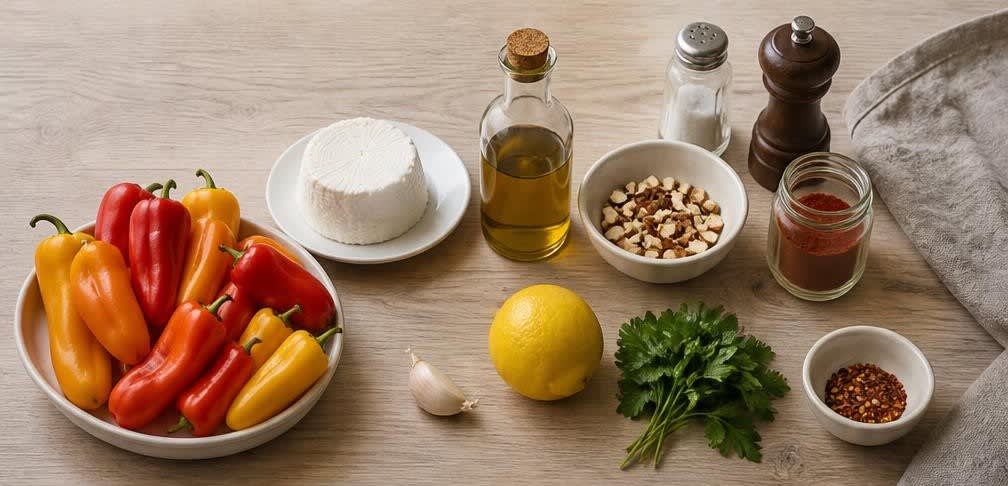 Gefüllte Mini-Paprika mit Würz-Ricotta und Mandeln – Zutaten