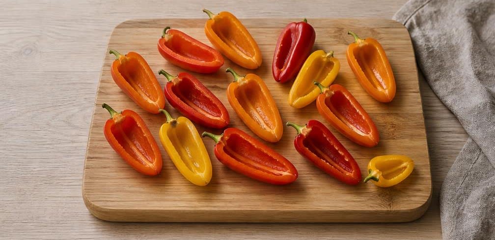 Gefüllte Mini-Paprika mit Würz-Ricotta und Mandeln – Zubereitung Schritt für Schritt – Paprika vorbereiten