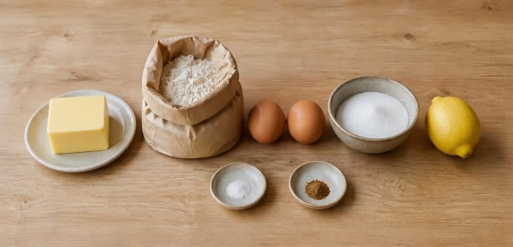 Französische Madeleines aus ungebleichtem Mehl – Zutaten