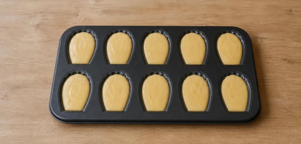 Französische Madeleines aus ungebleichtem Mehl – Zubereitung Schritt für Schritt – Form füllen
