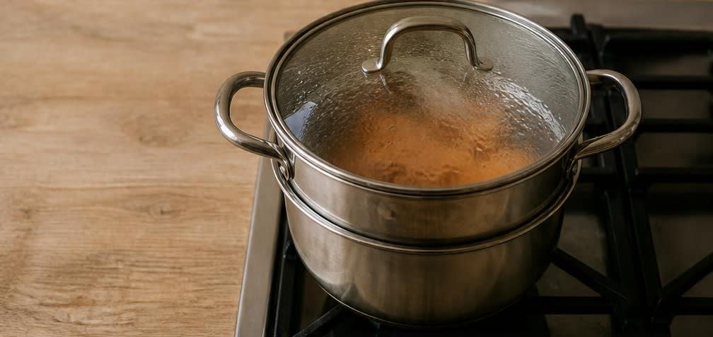 Indonesische gedämpfte Süßkartoffel mit Pandan-Kokossauce – Zubereitung Schritt für Schritt – Süßkartoffeln dämpfen