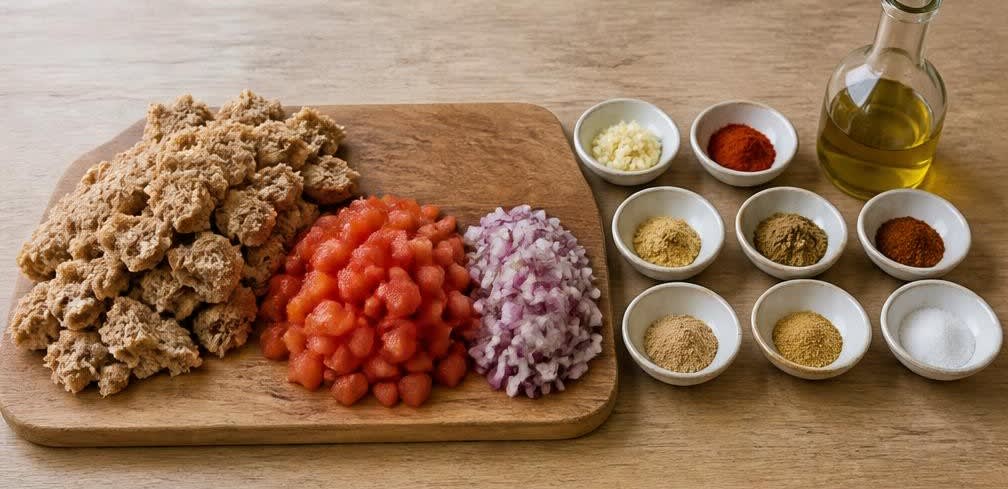 Äthiopisches Vollkorn-Fit-Fit mit Tomaten und Zwiebeln – Zutaten