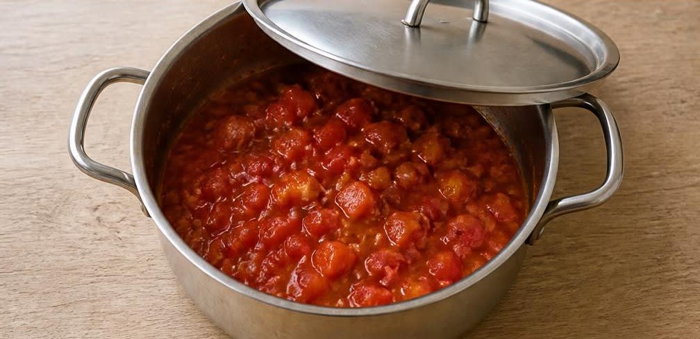 Äthiopisches Vollkorn-Fit-Fit mit Tomaten und Zwiebeln – Zubereitung Schritt für Schritt – Tomatenköcheln