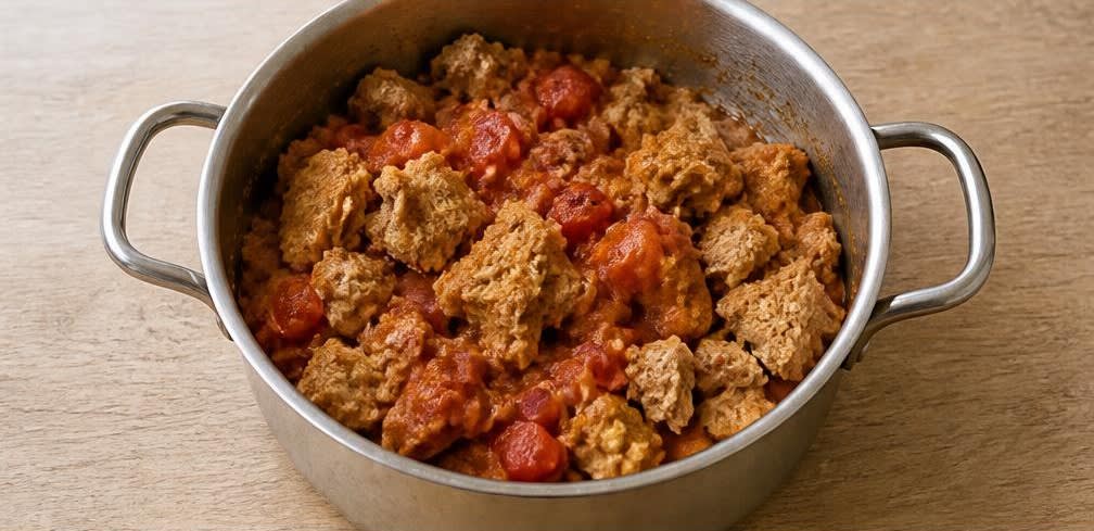 Äthiopisches Vollkorn-Fit-Fit mit Tomaten und Zwiebeln – Zubereitung Schritt für Schritt – Brot hinzufügen