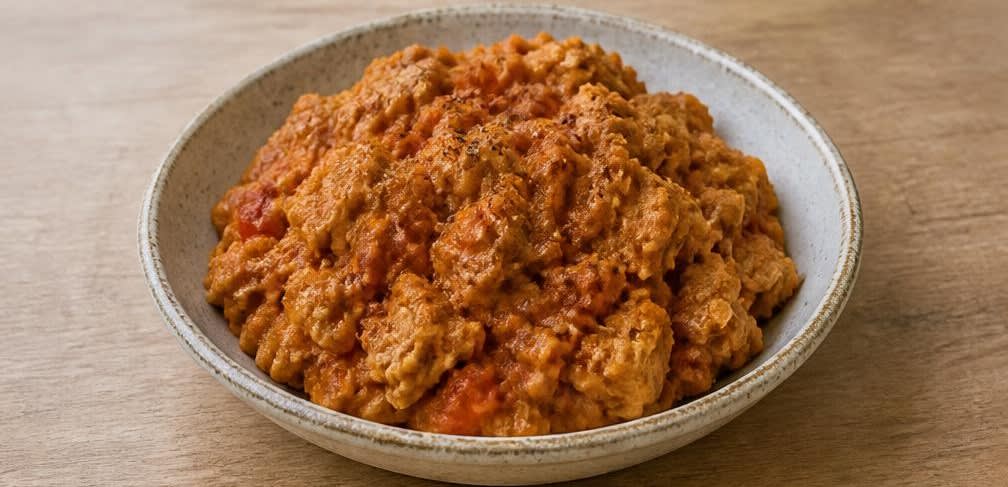 Äthiopisches Vollkorn-Fit-Fit mit Tomaten und Zwiebeln – Zubereitung Schritt für Schritt – Anrichten