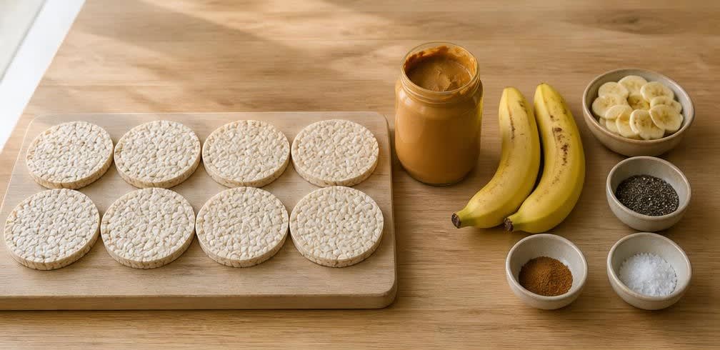 Knusprige Reiswaffeln mit Erdnussbutter und Banane – Zutaten