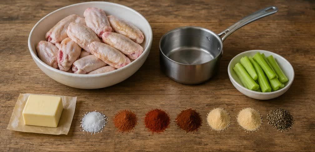 Knusprige Hähnchenflügel aus dem Ofen in scharfer Butter – Zutaten