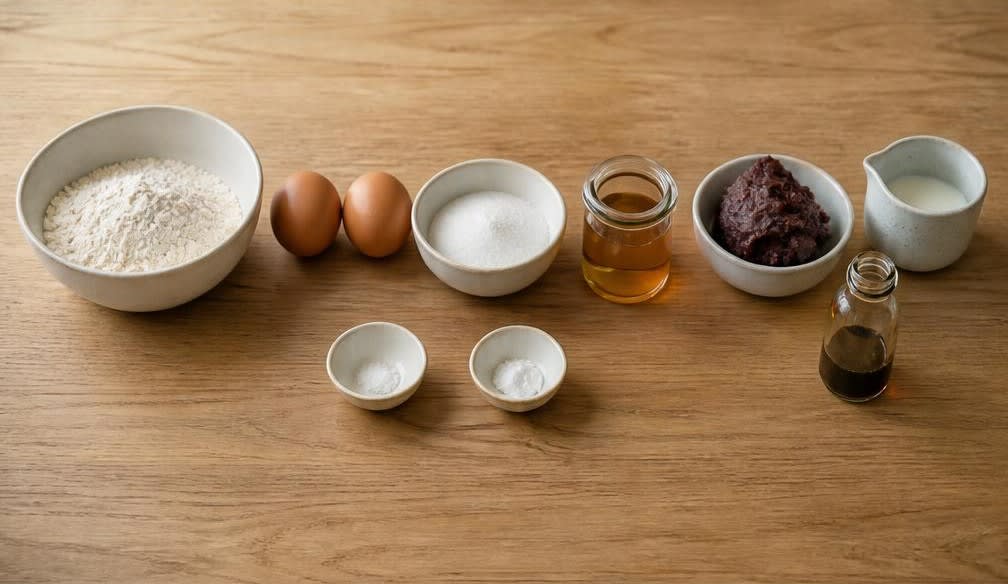 Japanische Dorayaki aus ungebleichtem Mehl – Zutaten