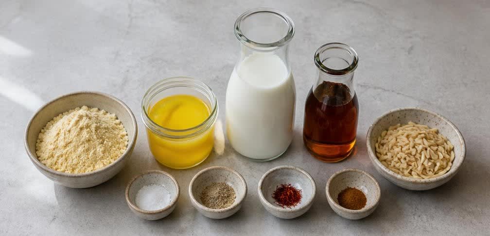 Cremiges Kichererbsen-Halwa mit Ghee und Kardamom – Zutaten