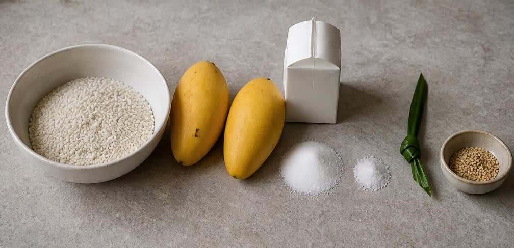 Thailändischer Klebreis mit Mango und Kokosmilch – Zutaten