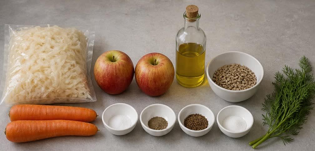 Osteuropäischer Sauerkraut-Salat mit Karotte und Apfel – Zutaten