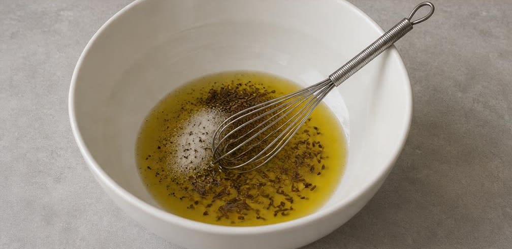Osteuropäischer Sauerkraut-Salat mit Karotte und Apfel – Zubereitung Schritt für Schritt – Dressing herstellen