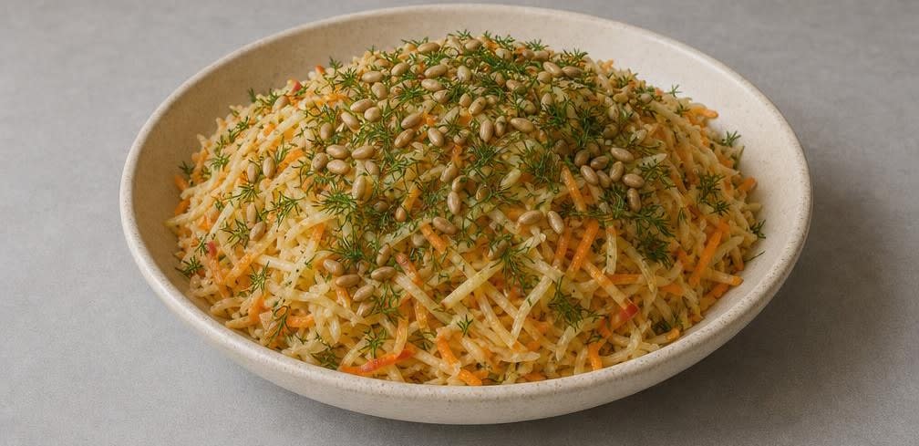 Osteuropäischer Sauerkraut-Salat mit Karotte und Apfel – Zubereitung Schritt für Schritt – Anrichten