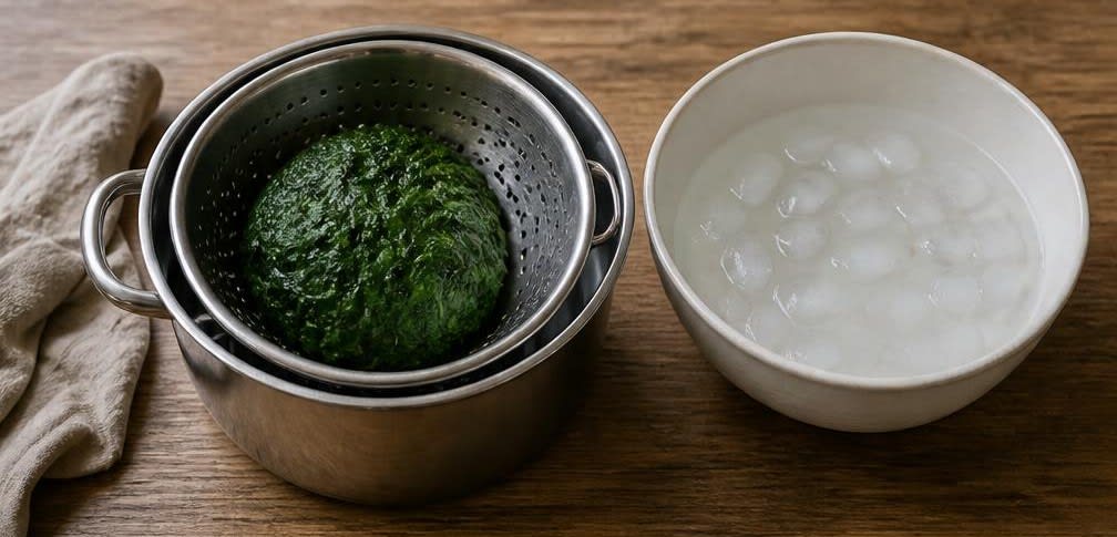 Griechische Spanakopita mit blanchiertem Spinat – Zubereitung Schritt für Schritt – Spinat vorbereiten
