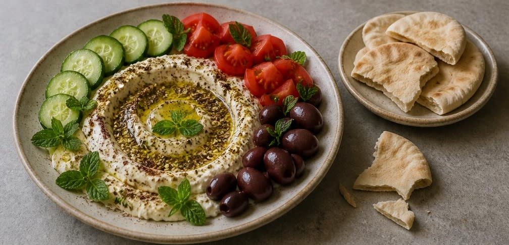 Cremiges Labneh mit Za'atar und Olivenöl – Zubereitung Schritt für Schritt – Anrichten