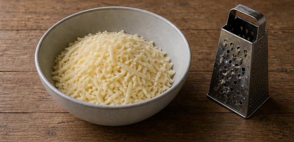 Knusprige Arepas con Queso mit cremiger Käsefüllung – Zubereitung Schritt für Schritt – Käse reiben