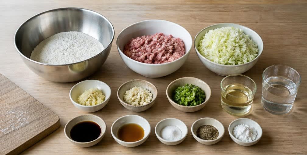 Japanische Gyoza mit saftiger Schweinefleisch-Füllung – Zutaten