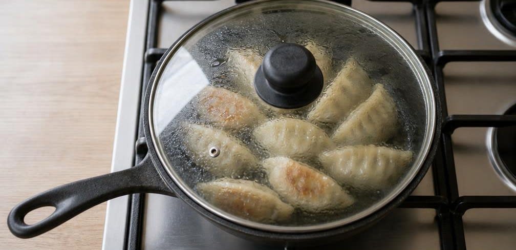 Japanische Gyoza mit saftiger Schweinefleisch-Füllung – Zubereitung Schritt für Schritt – Gyoza dämpfen