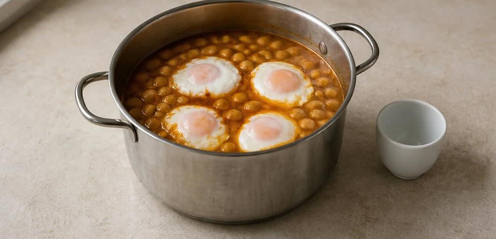 Tunesische Kichererbsensuppe Lablabi – Zubereitung Schritt für Schritt – Eier pochieren