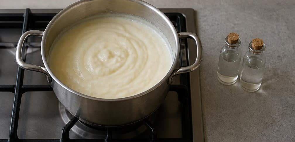 Libanesische Ashta-Creme mit Mandeln und Pistazien – Zubereitung Schritt für Schritt – Puddingcreme kochen