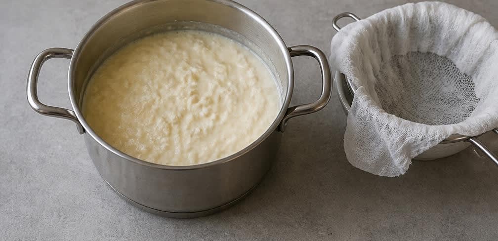 Libanesische Ashta-Creme mit Mandeln und Pistazien – Zubereitung Schritt für Schritt – Quark unterheben