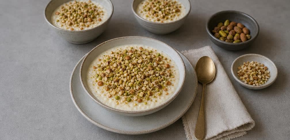 Libanesische Ashta-Creme mit Mandeln und Pistazien – Zubereitung Schritt für Schritt – Anrichten