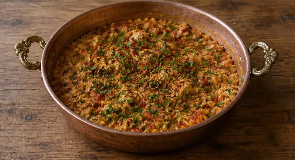 Klassisches Türkisches Menemen mit Olivenöl – Zubereitung Schritt für Schritt – Anrichten