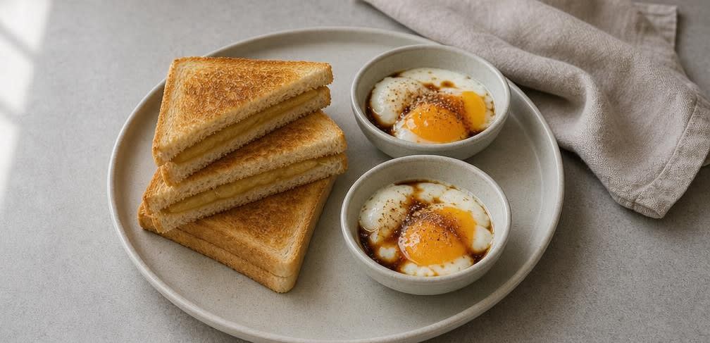 Kaya Toast mit weichem Ei – Zubereitung Schritt für Schritt – Anrichten