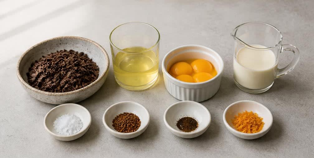 Klassische Schokoladenmousse aus dunkler Schokolade – Zutaten
