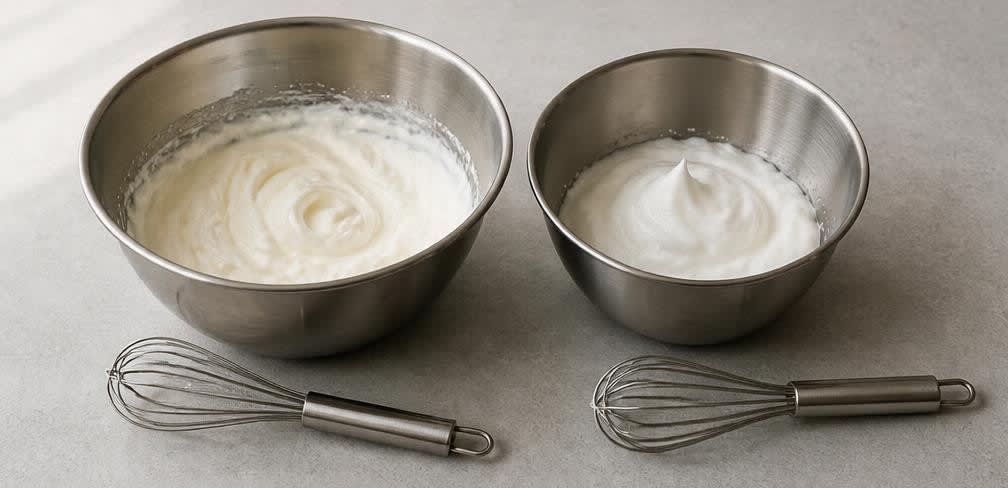 Klassische Schokoladenmousse aus dunkler Schokolade – Zubereitung Schritt für Schritt – Sahne und Eischnee schlagen