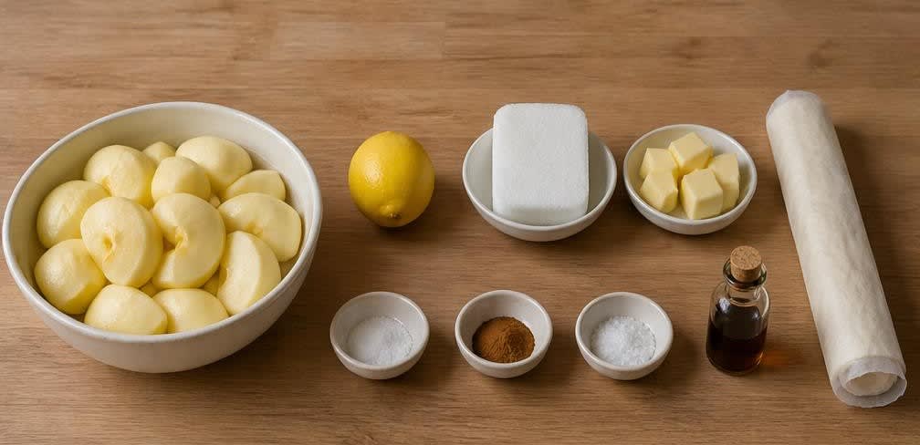 Französische Tarte Tatin mit karamellisierten Apfelvierteln – Zutaten