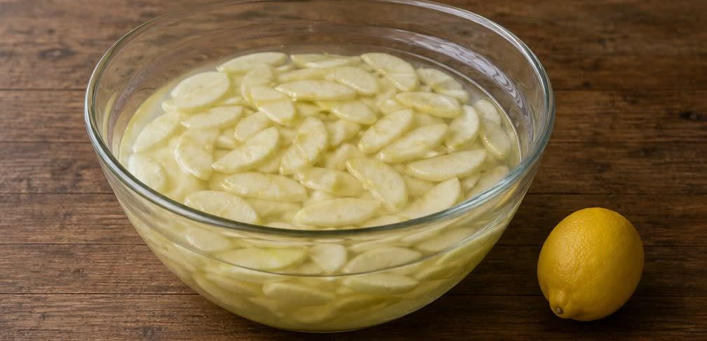 Klassischer American Apple Pie mit saftigen Apfelscheiben – Zubereitung Schritt für Schritt – Apfelbad vorbereiten