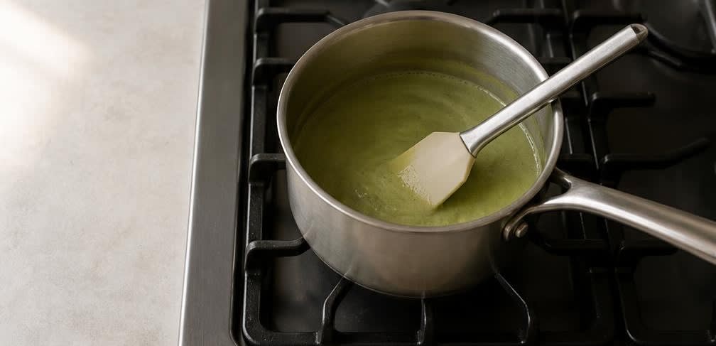 Cremiges Japanisches Matcha-Eis – Zubereitung Schritt für Schritt – Eismasse eindicken