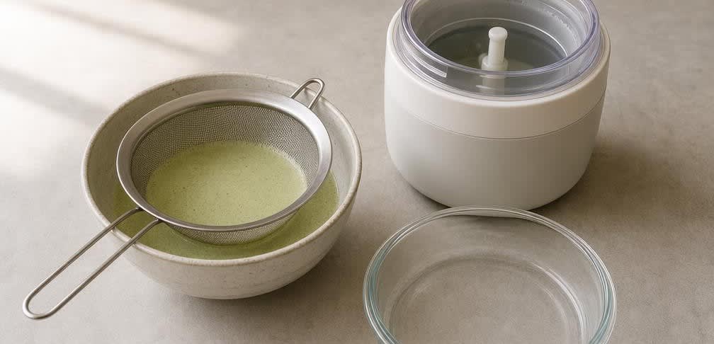 Cremiges Japanisches Matcha-Eis – Zubereitung Schritt für Schritt – Eismasse kühlen und gefrieren