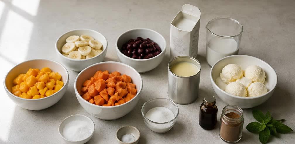 Halo-Halo mit frischen Früchten – Zutaten