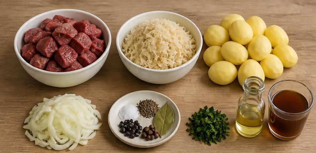 Zarte Rinderoberschale auf Schmor-Sauerkraut mit Kartoffeln – Zutaten
