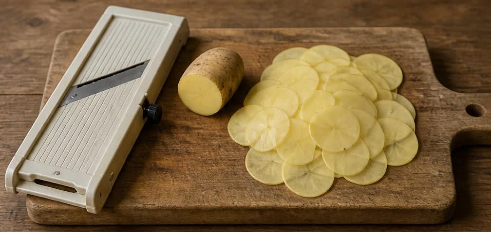 Knusprige selbstgemachte Kartoffelchips – Zubereitung Schritt für Schritt – Kartoffeln hobeln