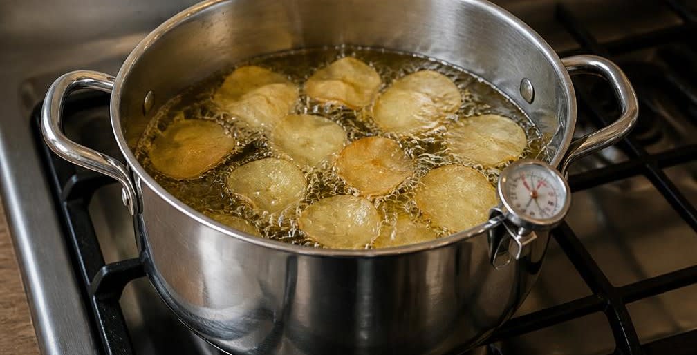 Knusprige selbstgemachte Kartoffelchips – Zubereitung Schritt für Schritt – Kartoffelchips frittieren